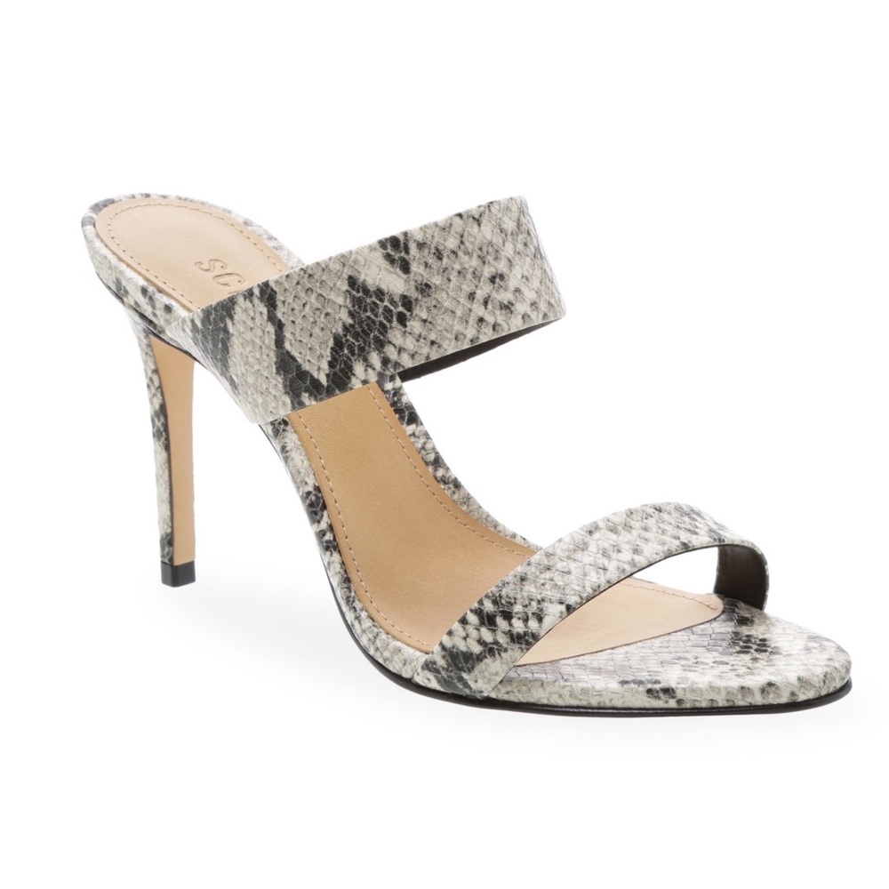 Schutz Snakeskin Embossed Leather Mules